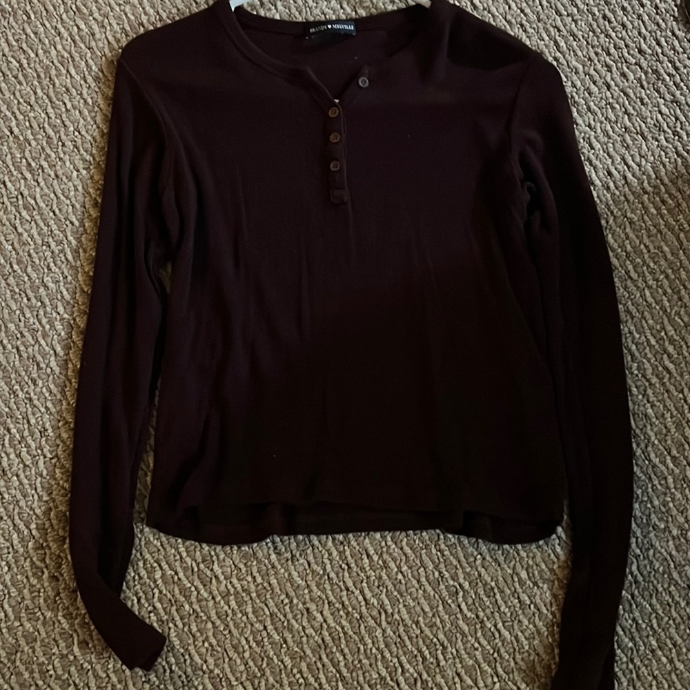 Maroon Long sleeve button up shirt